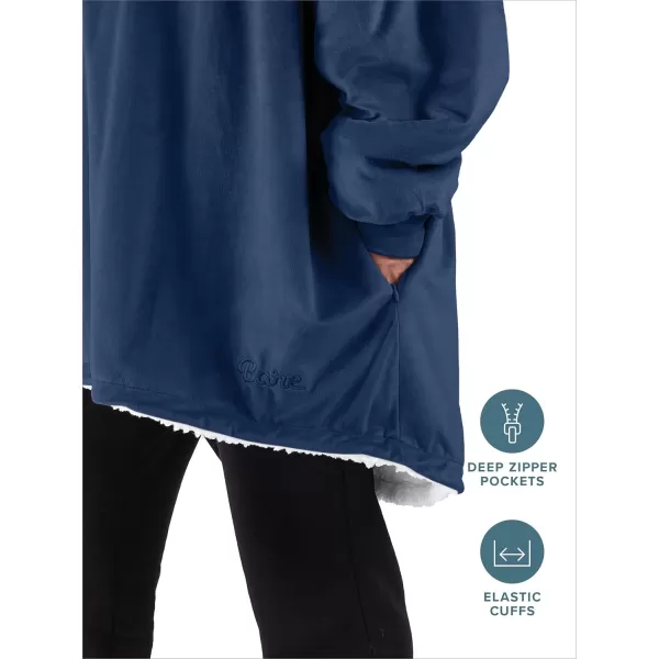 Bare Home Wearable Blanket Hoodie  Soft Plush Sherpa  Warm and Cozy  Oversized Wearable Blanket  Adult ampamp Kid Sizes07  Dark Blue