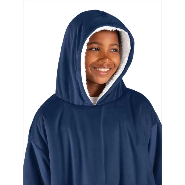 Bare Home Wearable Blanket Hoodie  Soft Plush Sherpa  Warm and Cozy  Oversized Wearable Blanket  Adult ampamp Kid Sizes07  Dark Blue
