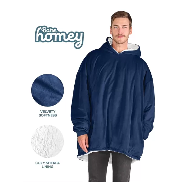 Bare Home Wearable Blanket Hoodie  Soft Plush Sherpa  Warm and Cozy  Oversized Wearable Blanket  Adult ampamp Kid Sizes07  Dark Blue