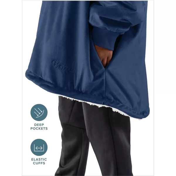 Bare Home Wearable Blanket Hoodie  Soft Plush Sherpa  Warm and Cozy  Oversized Wearable Blanket  Adult ampamp Kid Sizes07  Dark Blue