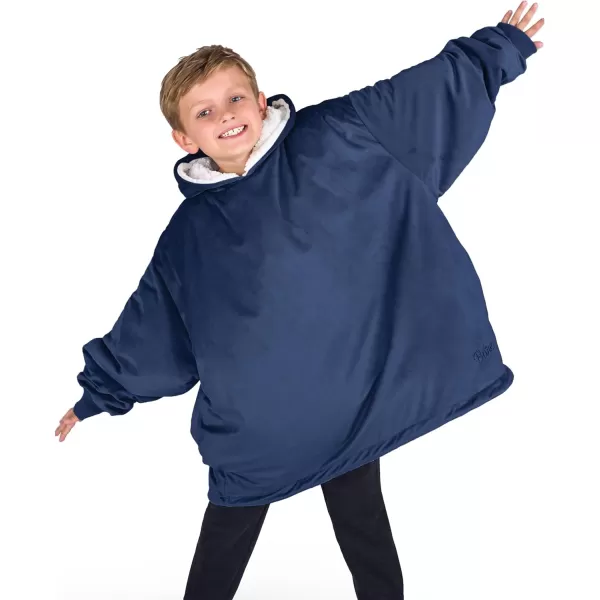 Bare Home Wearable Blanket Hoodie  Soft Plush Sherpa  Warm and Cozy  Oversized Wearable Blanket  Adult ampamp Kid Sizes07  Dark Blue