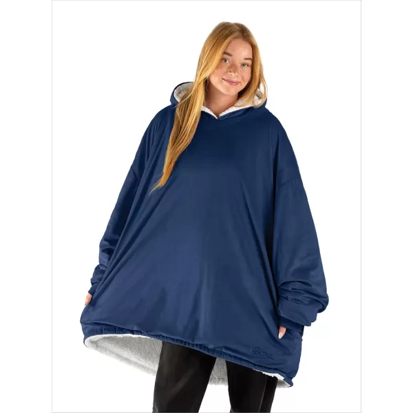Bare Home Wearable Blanket Hoodie  Soft Plush Sherpa  Warm and Cozy  Oversized Wearable Blanket  Adult ampamp Kid Sizes07  Dark Blue
