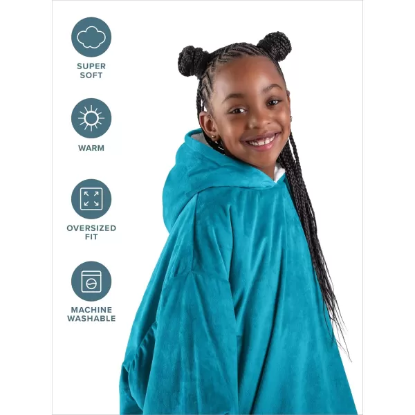 Bare Home Wearable Blanket Hoodie  Soft Plush Sherpa  Warm and Cozy  Oversized Wearable Blanket  Adult ampamp Kid Sizes08  Caribbean Sea