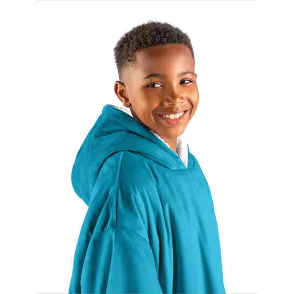 Bare Home Wearable Blanket Hoodie  Soft Plush Sherpa  Warm and Cozy  Oversized Wearable Blanket  Adult ampamp Kid Sizes08  Caribbean Sea