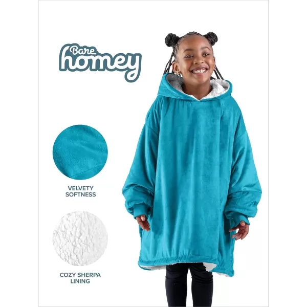 Bare Home Wearable Blanket Hoodie  Soft Plush Sherpa  Warm and Cozy  Oversized Wearable Blanket  Adult ampamp Kid Sizes08  Caribbean Sea