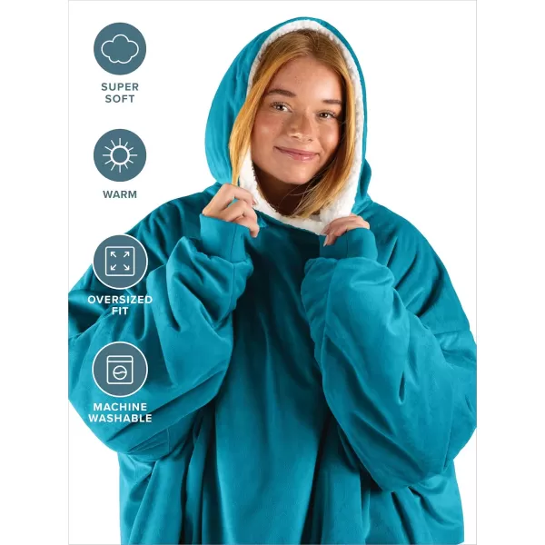 Bare Home Wearable Blanket Hoodie  Soft Plush Sherpa  Warm and Cozy  Oversized Wearable Blanket  Adult ampamp Kid Sizes08  Caribbean Sea
