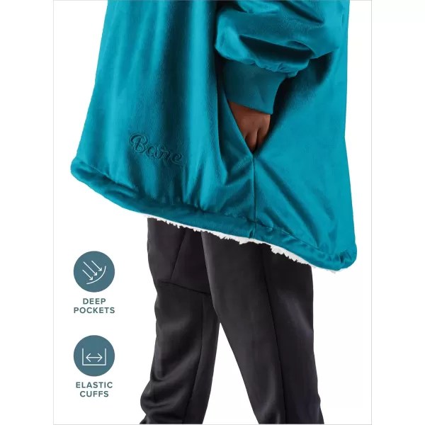 Bare Home Wearable Blanket Hoodie  Soft Plush Sherpa  Warm and Cozy  Oversized Wearable Blanket  Adult ampamp Kid Sizes08  Caribbean Sea