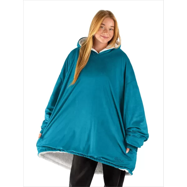 Bare Home Wearable Blanket Hoodie  Soft Plush Sherpa  Warm and Cozy  Oversized Wearable Blanket  Adult ampamp Kid Sizes08  Caribbean Sea