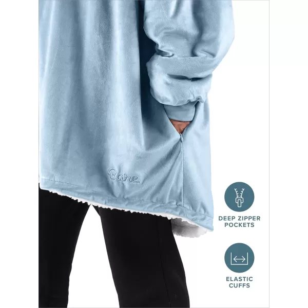 Bare Home Wearable Blanket Hoodie  Soft Plush Sherpa  Warm and Cozy  Oversized Wearable Blanket  Adult ampamp Kid Sizes09  Light Blue