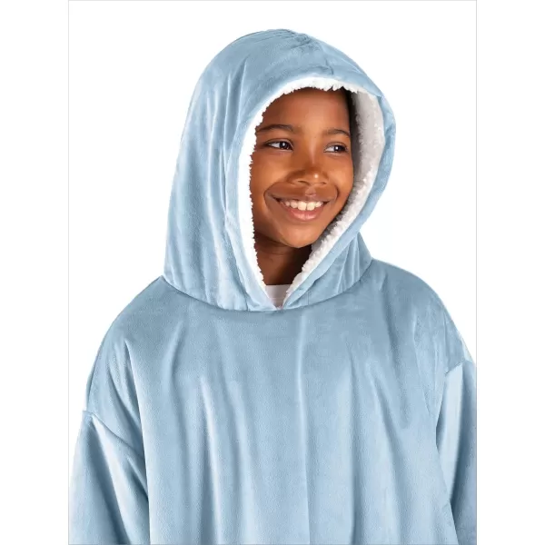 Bare Home Wearable Blanket Hoodie  Soft Plush Sherpa  Warm and Cozy  Oversized Wearable Blanket  Adult ampamp Kid Sizes09  Light Blue