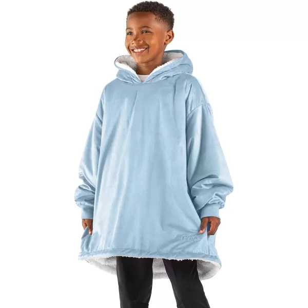 Bare Home Wearable Blanket Hoodie  Soft Plush Sherpa  Warm and Cozy  Oversized Wearable Blanket  Adult ampamp Kid Sizes09  Light Blue