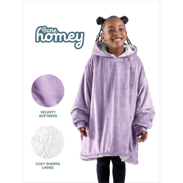 Bare Home Wearable Blanket Hoodie  Soft Plush Sherpa  Warm and Cozy  Oversized Wearable Blanket  Adult ampamp Kid Sizes11  Lavender