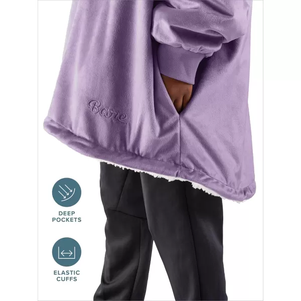 Bare Home Wearable Blanket Hoodie  Soft Plush Sherpa  Warm and Cozy  Oversized Wearable Blanket  Adult ampamp Kid Sizes11  Lavender