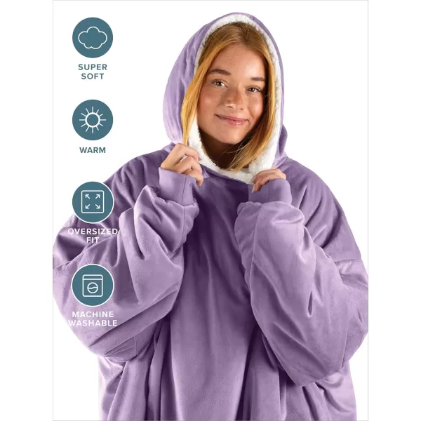 Bare Home Wearable Blanket Hoodie  Soft Plush Sherpa  Warm and Cozy  Oversized Wearable Blanket  Adult ampamp Kid Sizes11  Lavender