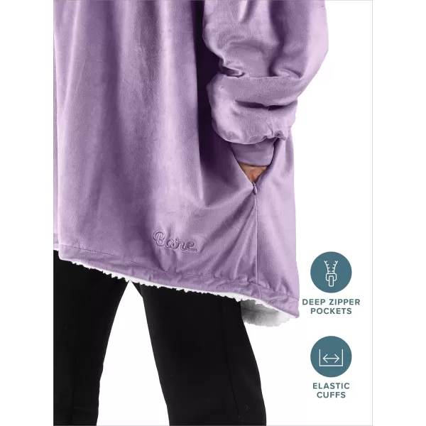 Bare Home Wearable Blanket Hoodie  Soft Plush Sherpa  Warm and Cozy  Oversized Wearable Blanket  Adult ampamp Kid Sizes11  Lavender