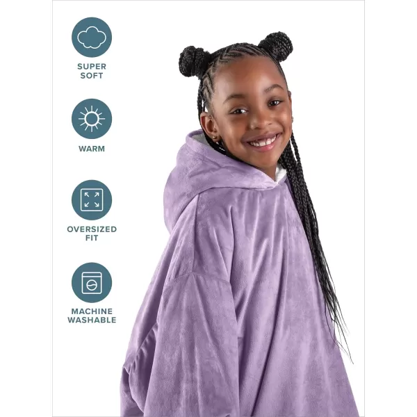 Bare Home Wearable Blanket Hoodie  Soft Plush Sherpa  Warm and Cozy  Oversized Wearable Blanket  Adult ampamp Kid Sizes11  Lavender