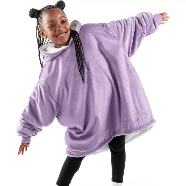 Bare Home Wearable Blanket Hoodie  Soft Plush Sherpa  Warm and Cozy  Oversized Wearable Blanket  Adult ampamp Kid Sizes11  Lavender