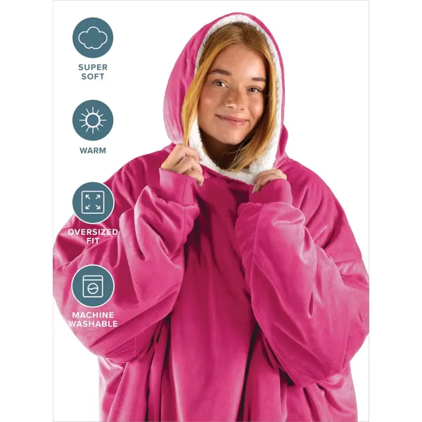 Bare Home Wearable Blanket Hoodie  Soft Plush Sherpa  Warm and Cozy  Oversized Wearable Blanket  Adult ampamp Kid Sizes13  Pink
