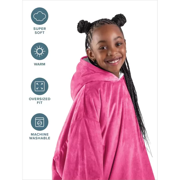 Bare Home Wearable Blanket Hoodie  Soft Plush Sherpa  Warm and Cozy  Oversized Wearable Blanket  Adult ampamp Kid Sizes13  Pink