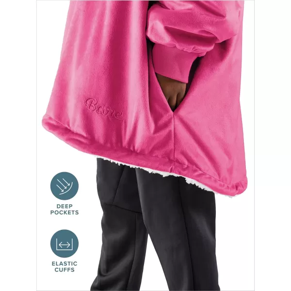 Bare Home Wearable Blanket Hoodie  Soft Plush Sherpa  Warm and Cozy  Oversized Wearable Blanket  Adult ampamp Kid Sizes13  Pink