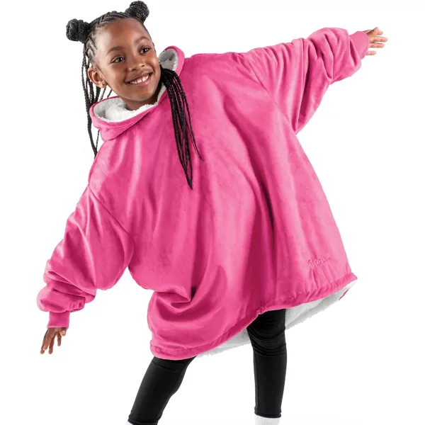 Bare Home Wearable Blanket Hoodie  Soft Plush Sherpa  Warm and Cozy  Oversized Wearable Blanket  Adult ampamp Kid Sizes13  Pink