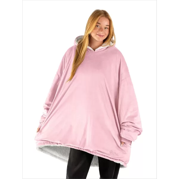 Bare Home Wearable Blanket Hoodie  Soft Plush Sherpa  Warm and Cozy  Oversized Wearable Blanket  Adult ampamp Kid Sizes14  Light Pink