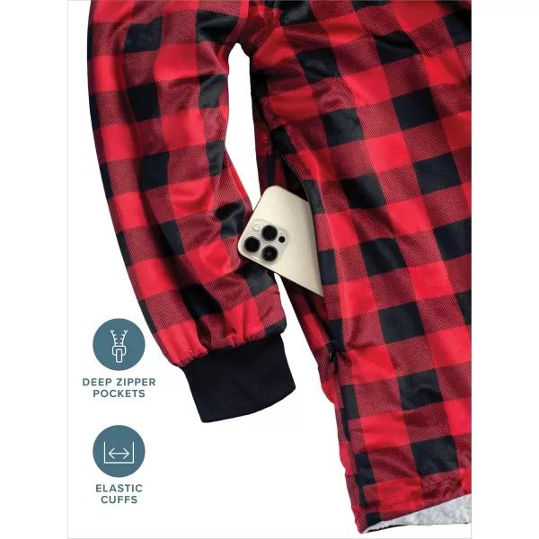 Bare Home Wearable Blanket Hoodie  Soft Plush Sherpa  Warm and Cozy  Oversized Wearable Blanket  Adult ampamp Kid Sizes15  Buffalo Plaid  RedBlack