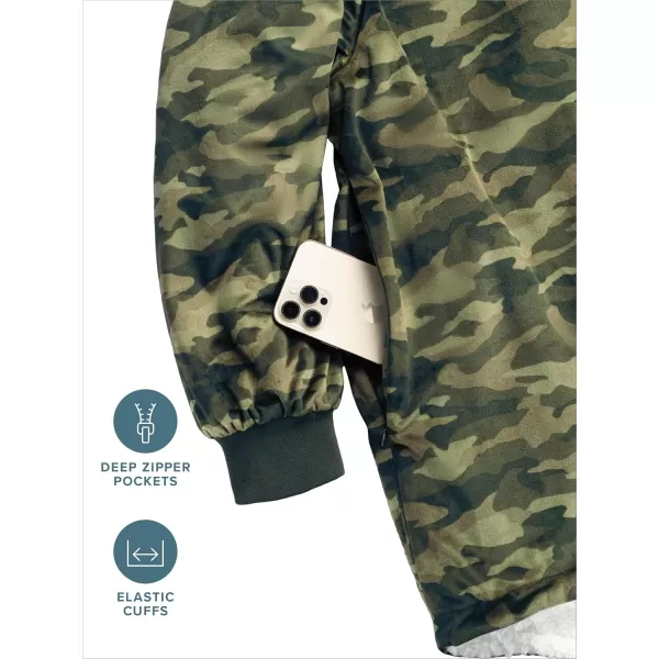 Bare Home Wearable Blanket Hoodie  Soft Plush Sherpa  Warm and Cozy  Oversized Wearable Blanket  Adult ampamp Kid Sizes16  Camo  Green