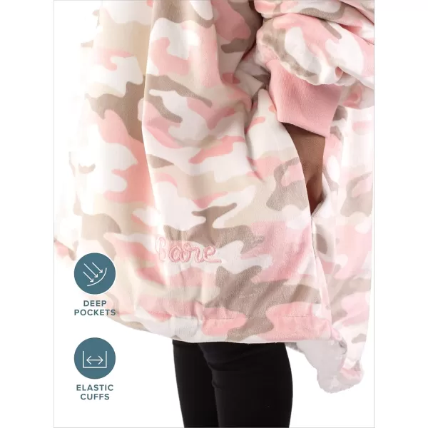 Bare Home Wearable Blanket Hoodie  Soft Plush Sherpa  Warm and Cozy  Oversized Wearable Blanket  Adult ampamp Kid Sizes17  Camo  Pink