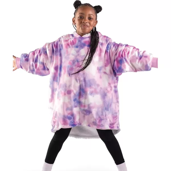 Bare Home Wearable Blanket Hoodie  Soft Plush Sherpa  Warm and Cozy  Oversized Wearable Blanket  Adult ampamp Kid Sizes18  Tie Dye  Pink