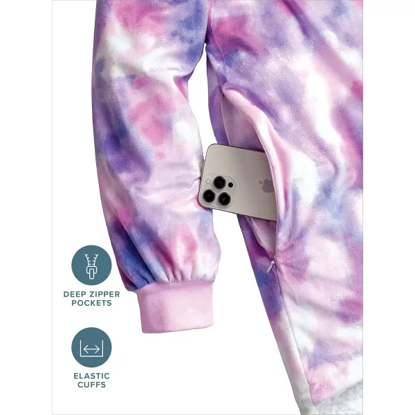 Bare Home Wearable Blanket Hoodie  Soft Plush Sherpa  Warm and Cozy  Oversized Wearable Blanket  Adult ampamp Kid Sizes18  Tie Dye  Pink