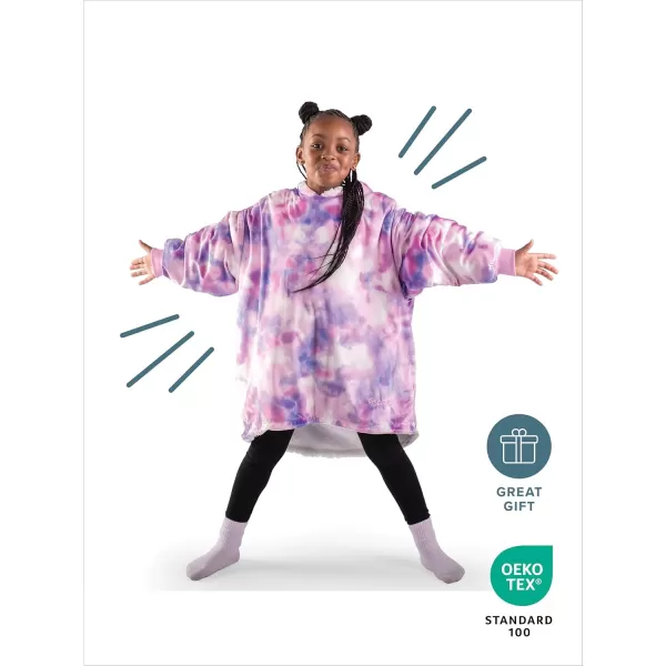 Bare Home Wearable Blanket Hoodie  Soft Plush Sherpa  Warm and Cozy  Oversized Wearable Blanket  Adult ampamp Kid Sizes18  Tie Dye  Pink