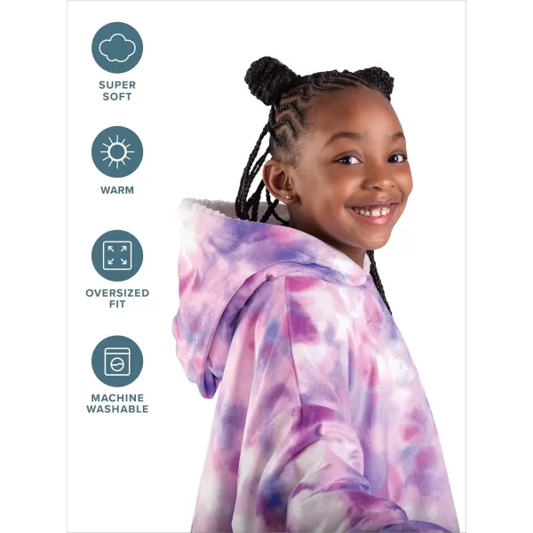 Bare Home Wearable Blanket Hoodie  Soft Plush Sherpa  Warm and Cozy  Oversized Wearable Blanket  Adult ampamp Kid Sizes18  Tie Dye  Pink