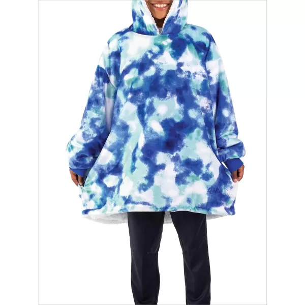 Bare Home Wearable Blanket Hoodie  Soft Plush Sherpa  Warm and Cozy  Oversized Wearable Blanket  Adult ampamp Kid Sizes19  Tie Dye  Blue