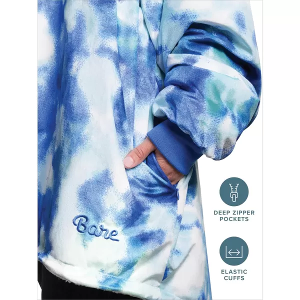 Bare Home Wearable Blanket Hoodie  Soft Plush Sherpa  Warm and Cozy  Oversized Wearable Blanket  Adult ampamp Kid Sizes19  Tie Dye  Blue