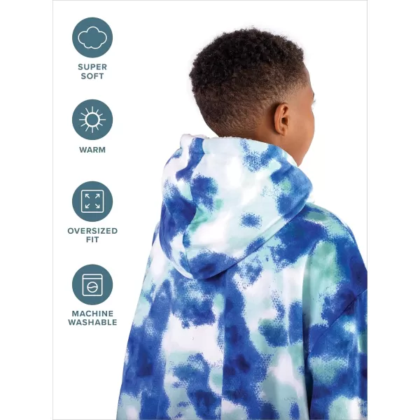 Bare Home Wearable Blanket Hoodie  Soft Plush Sherpa  Warm and Cozy  Oversized Wearable Blanket  Adult ampamp Kid Sizes19  Tie Dye  Blue