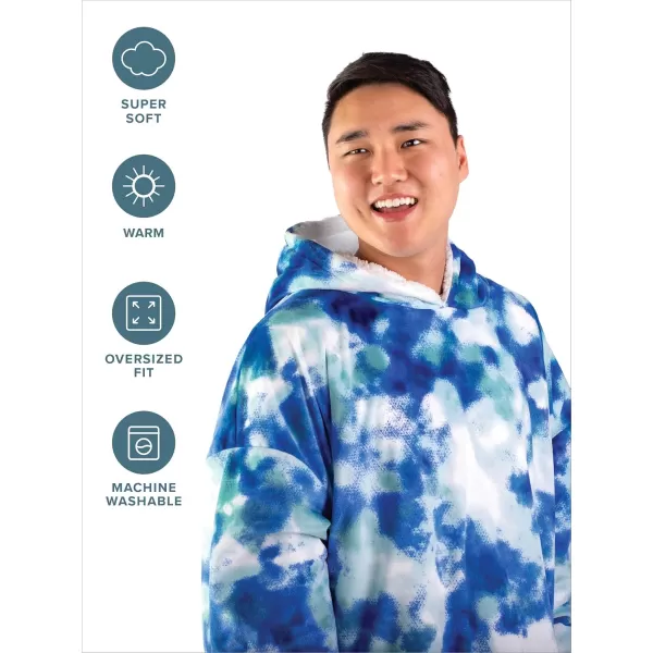 Bare Home Wearable Blanket Hoodie  Soft Plush Sherpa  Warm and Cozy  Oversized Wearable Blanket  Adult ampamp Kid Sizes19  Tie Dye  Blue