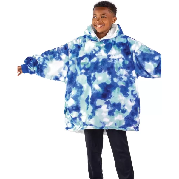 Bare Home Wearable Blanket Hoodie  Soft Plush Sherpa  Warm and Cozy  Oversized Wearable Blanket  Adult ampamp Kid Sizes19  Tie Dye  Blue
