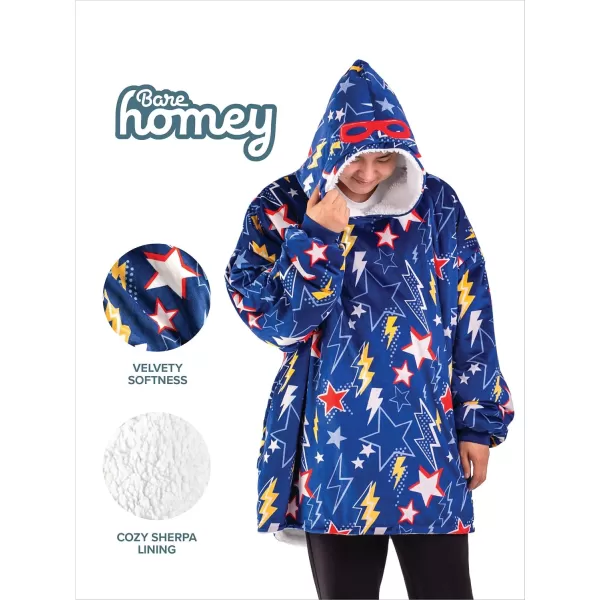 Bare Home Wearable Blanket Hoodie  Soft Plush Sherpa  Warm and Cozy  Oversized Wearable Blanket  Adult ampamp Kid Sizes21  Superhero