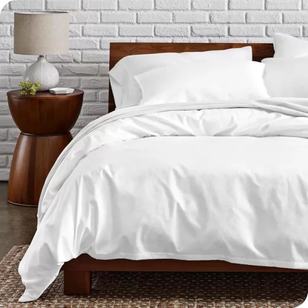 Bare Home 100 Organic Cotton FullQueen Duvet Cover Set  Crisp Percale Weave  Lightweight ampamp Breathable  Cooling Duvet Cover Set FullQueen White01  White