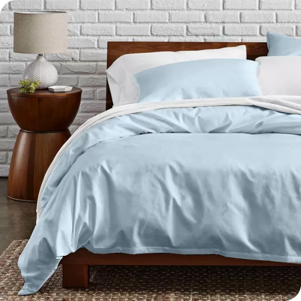 Bare Home 100 Organic Cotton FullQueen Duvet Cover Set  Crisp Percale Weave  Lightweight ampamp Breathable  Cooling Duvet Cover Set FullQueen White08  Winter Blue