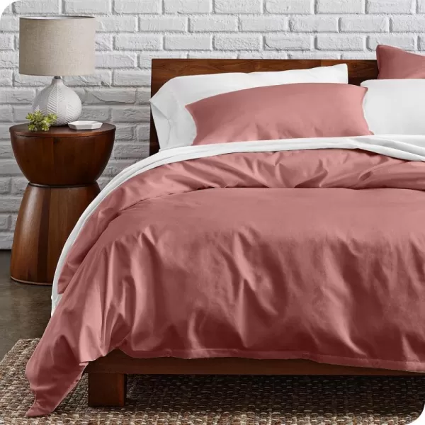 Bare Home 100 Organic Cotton FullQueen Duvet Cover Set  Crisp Percale Weave  Lightweight ampamp Breathable  Cooling Duvet Cover Set FullQueen White11  Dusty Rose