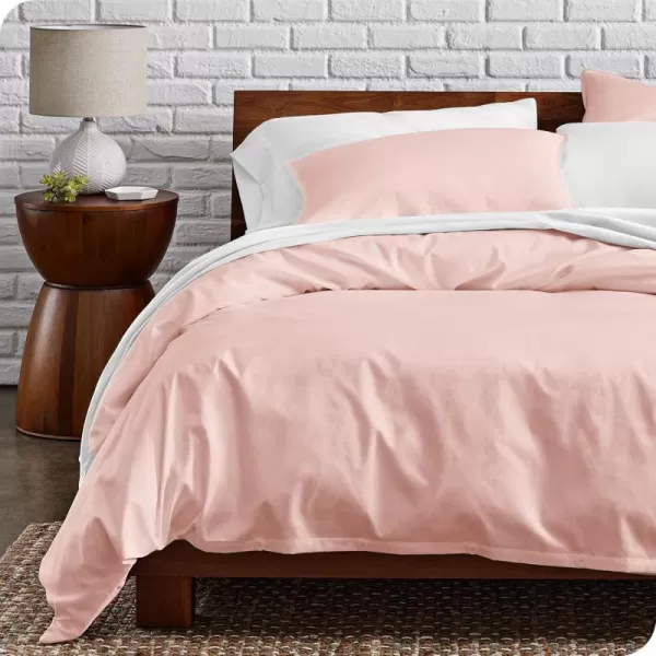 Bare Home 100 Organic Cotton FullQueen Duvet Cover Set  Crisp Percale Weave  Lightweight ampamp Breathable  Cooling Duvet Cover Set FullQueen White12  Dusty Pink