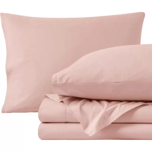 Bare Home 100 Organic Cotton Queen Sheet Set  Crisp Percale Weave  Cool Breathable and Hypoallergenic  Bedding Sheets ampamp Pillowcases  Luxury Hotel Sheet Set Queen White12  Dusty Pink