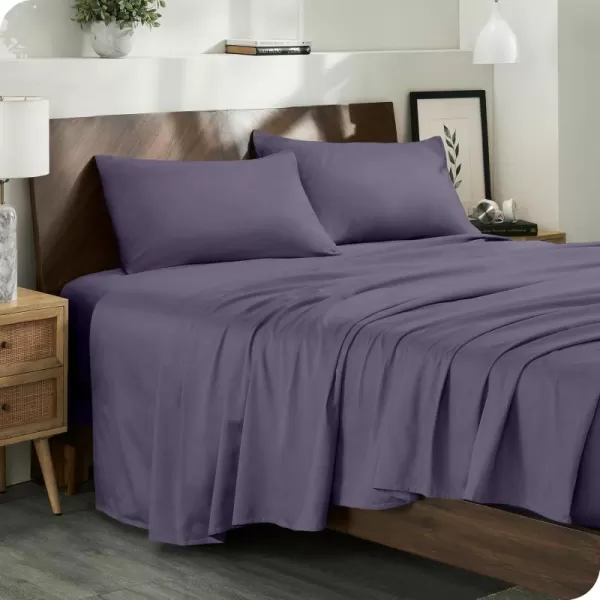 Bare Home 100 Organic Cotton Queen Sheet Set  Smooth Sateen Weave  Breathable ampamp Cooling  Hotel Luxury Set  Deep Pocket Bed Sheets Queen Grey08  Dusty Purple