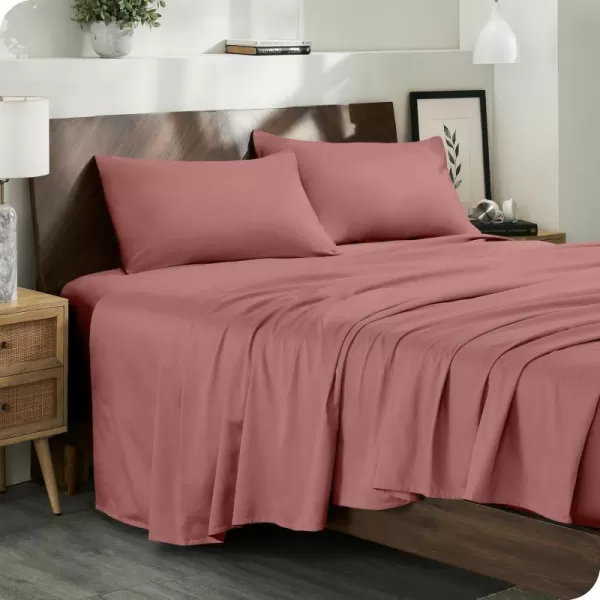 Bare Home 100 Organic Cotton Queen Sheet Set  Smooth Sateen Weave  Breathable ampamp Cooling  Hotel Luxury Set  Deep Pocket Bed Sheets Queen Grey09  Dusty Rose