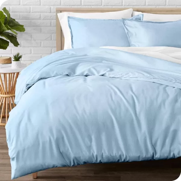 Bare Home Flannel Duvet Cover Set  FullQueen  100 Cotton Velvety Soft Heavyweight Premium Flannel Double Brushed  Includes Sham Pillow Covers FullQueen Light Grey09  Light Blue