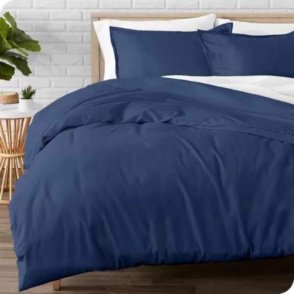 Bare Home Flannel Duvet Cover Set  FullQueen  100 Cotton Velvety Soft Heavyweight Premium Flannel Double Brushed  Includes Sham Pillow Covers FullQueen Light Grey07  Dark Blue