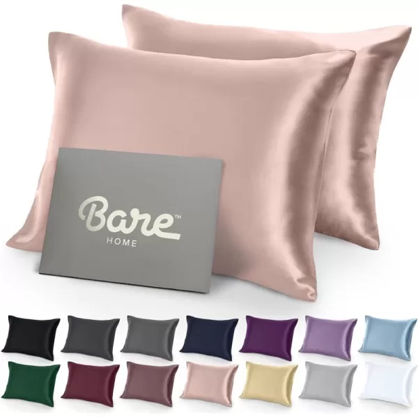 Bare Home Satin Pillowcases for Hair and Skin  2 Pack King 20x36  Luxury Pillowcases  Envelope Enclosure  Soft and Smooth Satin  Breathable  Similar to Silk White 2 Pack13  Blush