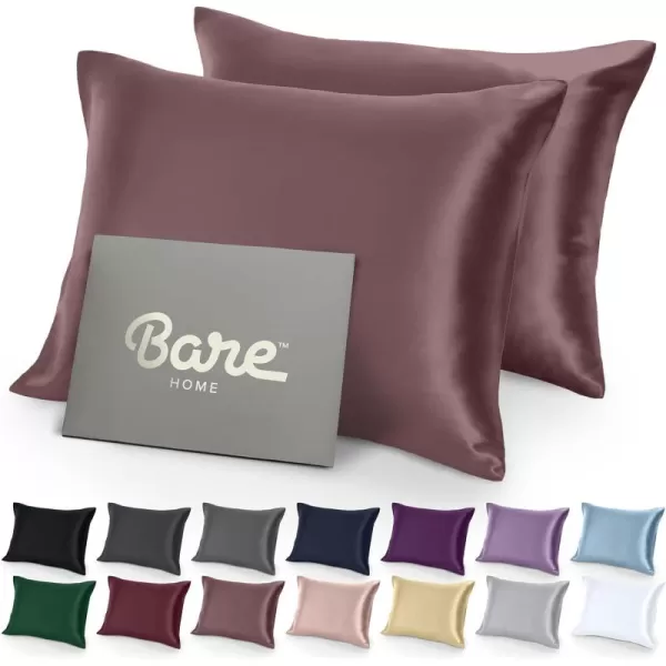 Bare Home Satin Pillowcases for Hair and Skin  2 Pack King 20x36  Luxury Pillowcases  Envelope Enclosure  Soft and Smooth Satin  Breathable  Similar to Silk White 2 Pack12  Rose Taupe